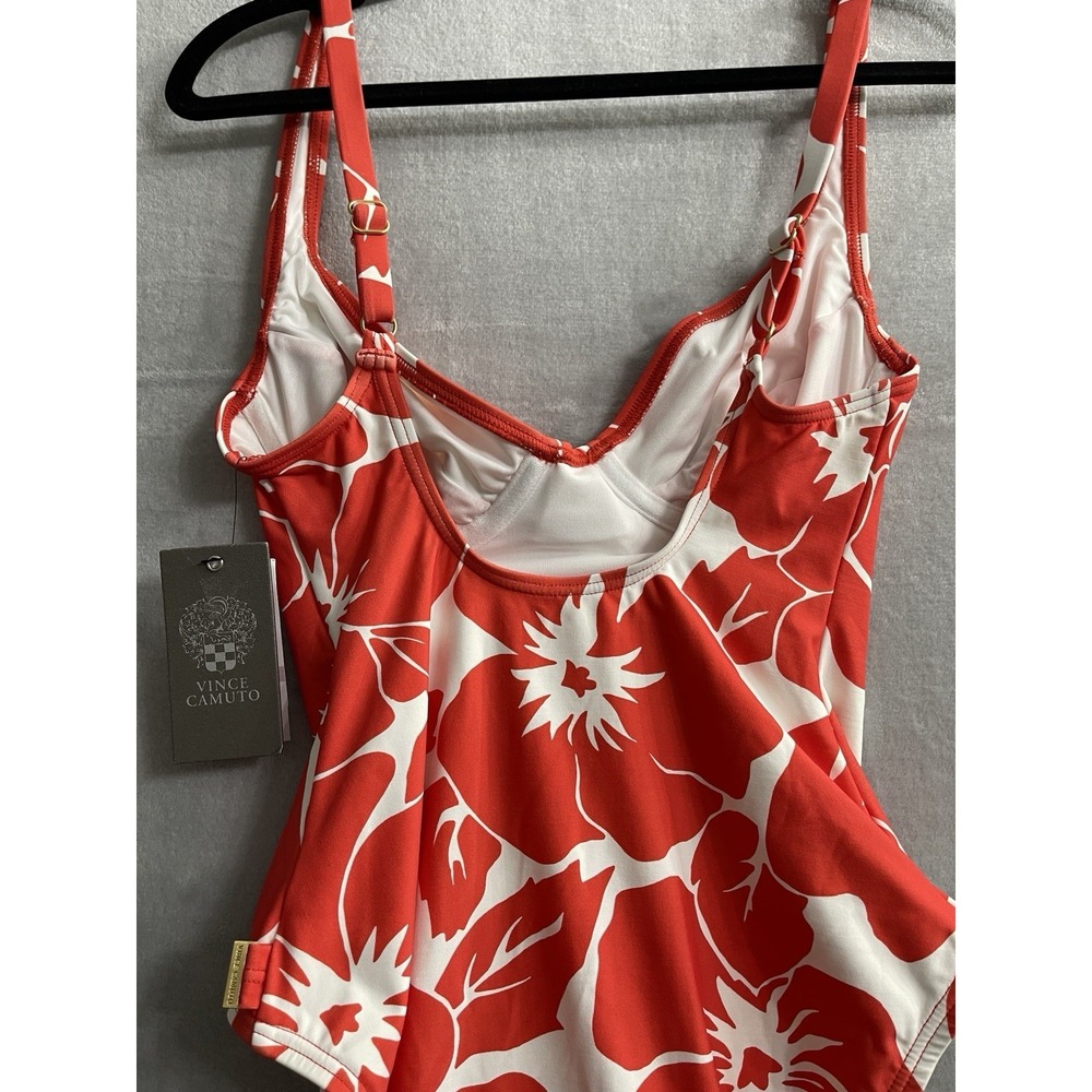 Vince Camuto Floral Print One Piece Swimsuit Size 6 New. Tangerine $134 - Picture 13 of 14